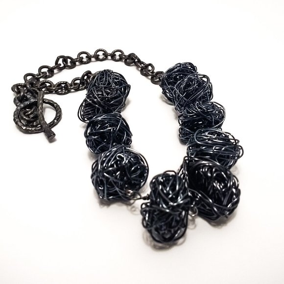 Handmade lightweight necklace 22" modern jewelry. - Picture 2 of 7